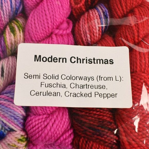 Hue Loco Color Riot Merino Sock Yarn 10 Mini Skein Set Modern Christmas - Picture 3 of 4